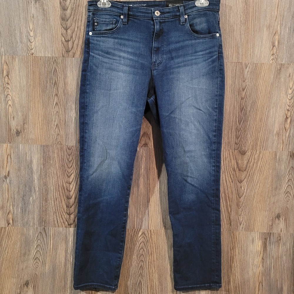 AG Adriano Goldschmied Mari Slim Straight Jeans 32x28 Mid Rise Dark Wash Italian